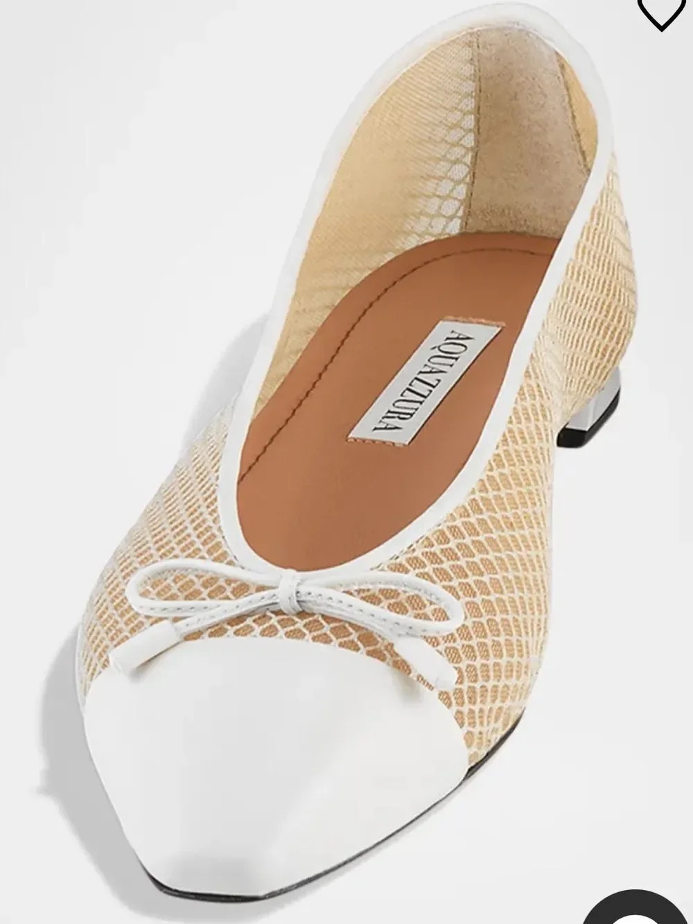 Aquazzura Gioia Mesh Net Cap-Toe Ballerina Flats
